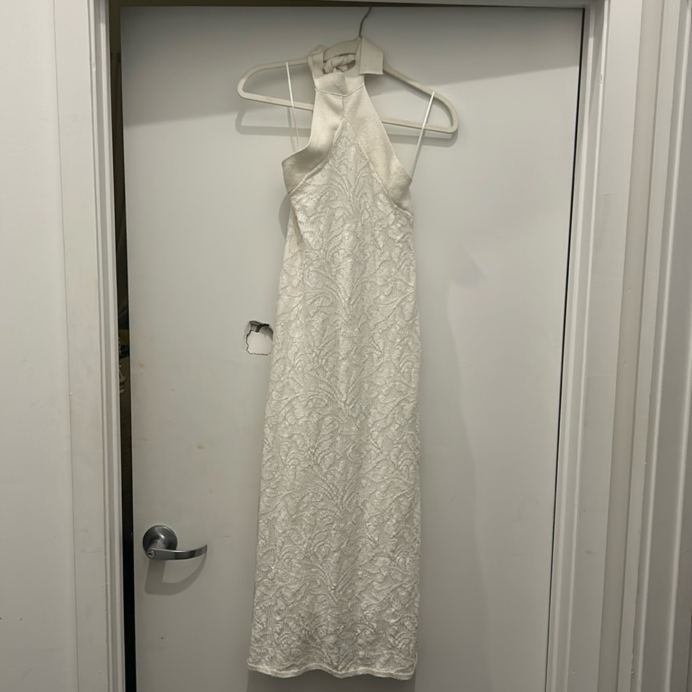 Zara high neck now back dress white